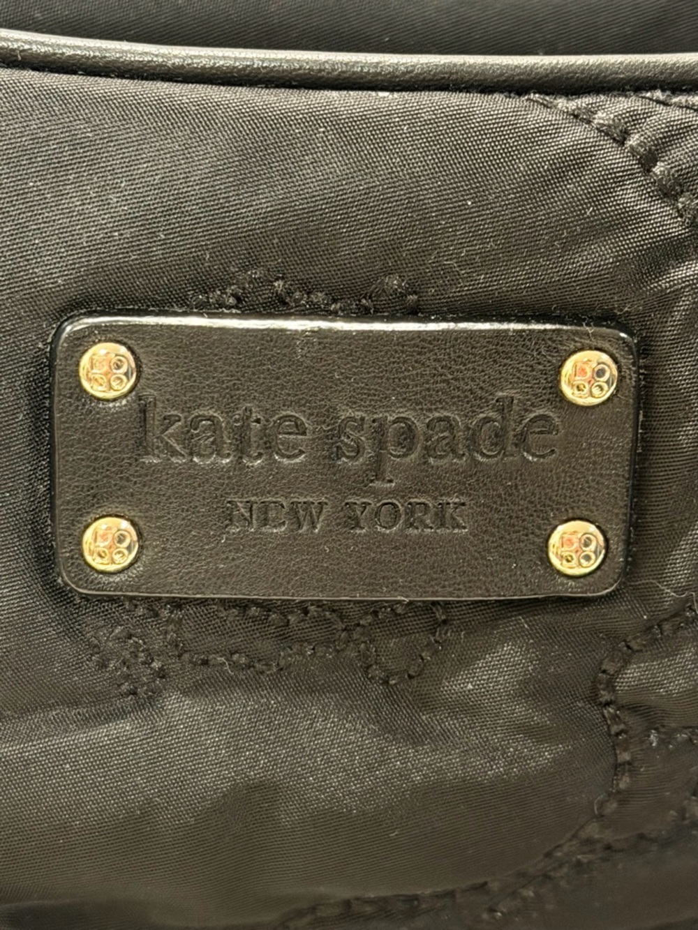 Perfect grab n go Kate Spade shoulder bag quilted nylon black chain strap purse - Picture 7 of 9